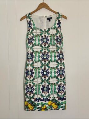 The Limited Classic Sleeveless Tuscan Majolica Lemon Pattern Sheath Dress